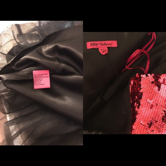 Betsey Johnson Pink Black Sequin Mini Tulle Dress - Picture 8 of 8